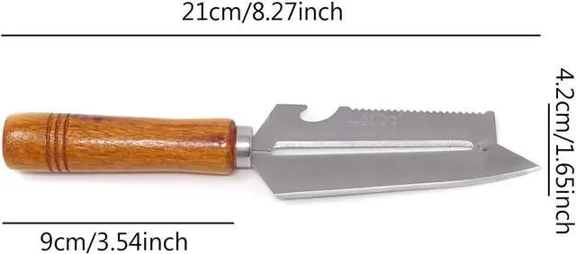 Alt view image 2 of 6 - Honbay Sharp Multifunctional Stainless Steel Wooden Handle Knife Fruits Peeler Vegetables Knife Fish Scales Scraper Bottle Opener