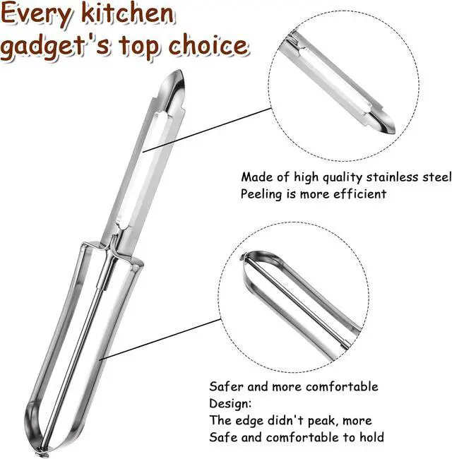 Alt view image 3 of 7 - 3 Pack Vegetable Peelers for Kitchen, Stainless Steel Fruit Potato Peeler with Easy Grip Ergonomic Handle, Dishwasher Safe Swivel Fruit Peelers