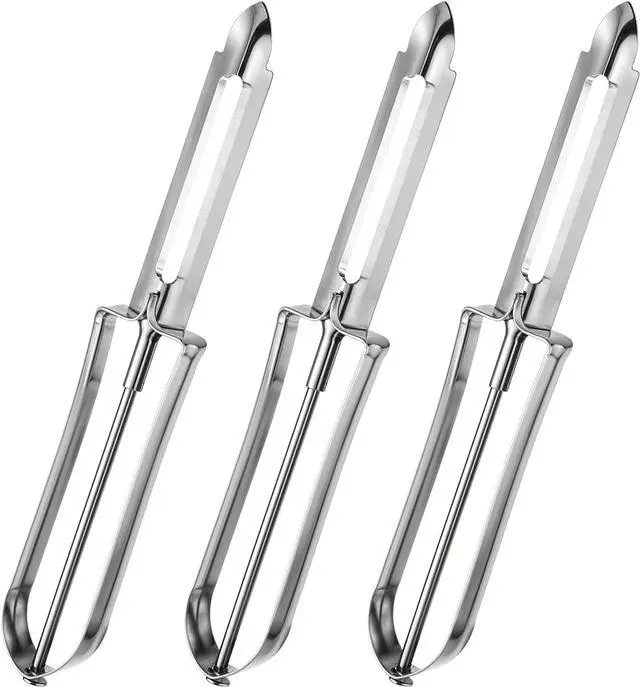 Main image of 3 Pack Vegetable Peelers for Kitchen, Stainless Steel Fruit Potato Peeler with Easy Grip Ergonomic Handle, Dishwasher Safe Swivel Fruit Peelers