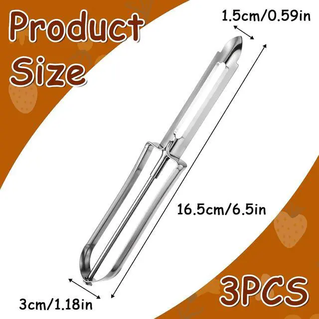 Alt view image 2 of 7 - 3 Pack Vegetable Peelers for Kitchen, Stainless Steel Fruit Potato Peeler with Easy Grip Ergonomic Handle, Dishwasher Safe Swivel Fruit Peelers