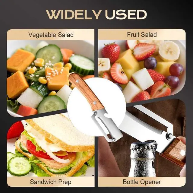 Alt view image 6 of 7 - Multi-Functional Vegetable Peeler for Kitchen, 2026 New Stainless Steel Peeler with Wooden Handle and Bottle Opener, Kitchen Tool for Fruit Veggie Pumpkin, Gifts for Mom (2PCS)