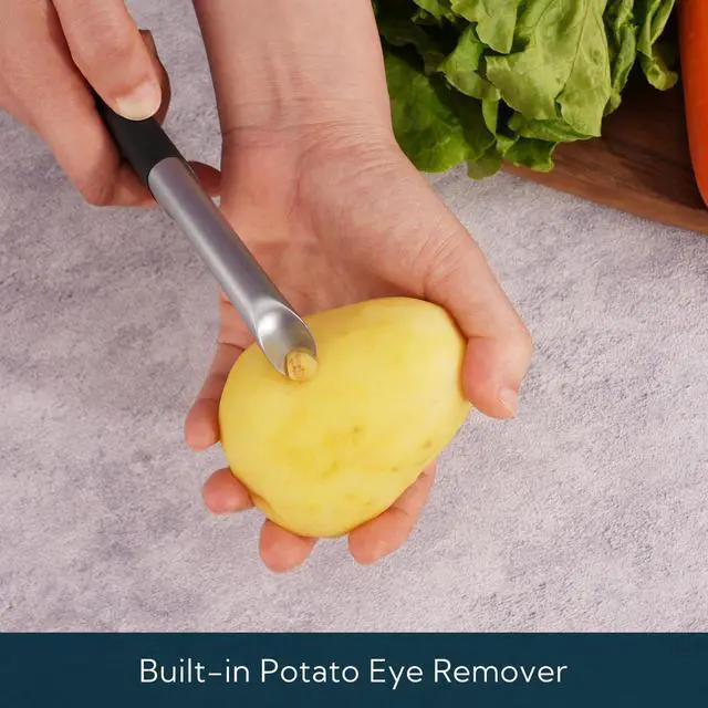Alt view image 3 of 7 - KITCHENDAO Swivel Vegetable Potato Peeler for Kitchen -Durable Japanese 420J2 Stainless Steel Sharp Dual Blade- Built-in Eye Remover, Ergonomic Soft-touch Handle - Dishwasher Safe-Black