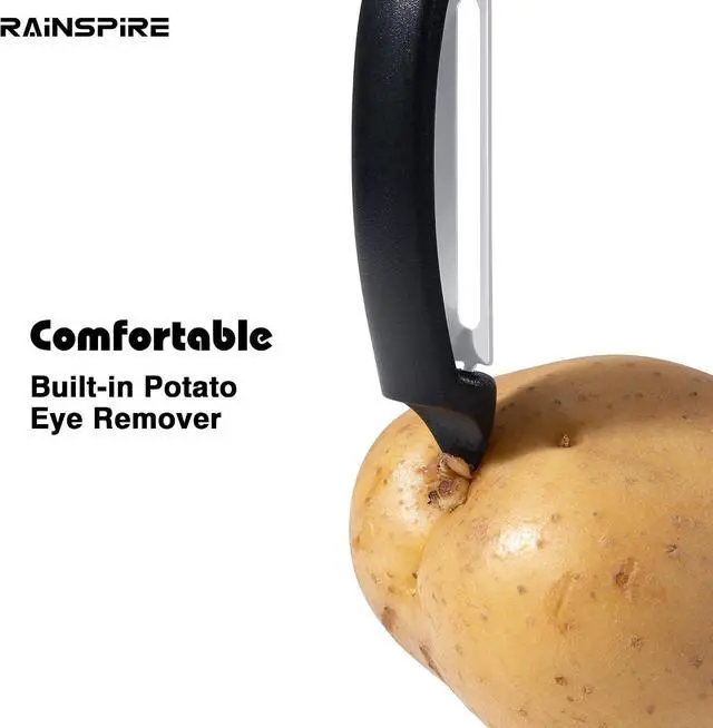 Alt view image 6 of 7 - Rainspire 3-Piece Peeler Set, Premium Swivel Vegetable Peeler, Kitchen Gadgets Apple Peeler Potato Peeler Veggie Peeler Fruit Peeler, Dishwasher Safe Kitchen Accessories, Black