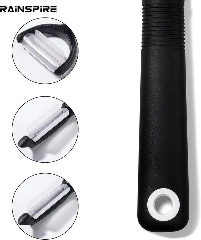 Alt view image 7 of 7 - Rainspire 3-Piece Peeler Set, Premium Swivel Vegetable Peeler, Kitchen Gadgets Apple Peeler Potato Peeler Veggie Peeler Fruit Peeler, Dishwasher Safe Kitchen Accessories, Black