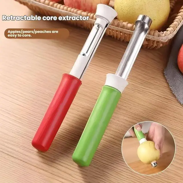 Alt view image 2 of 7 - 2 in 1 Stainless Steel Apple Corer Peeler Kitchen Gadget (Red)