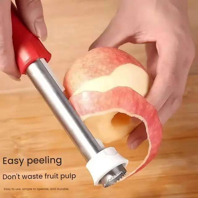 Alt view image 3 of 7 - 2 in 1 Stainless Steel Apple Corer Peeler Kitchen Gadget (Red)