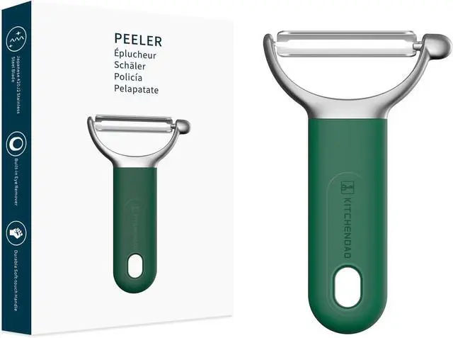 Main image of KITCHENDAO Swivel Vegetable Potato Peeler for Kitchen, Japanese Stainless Steel Sharp Blade, Heavy Duty Die-cast Construction Y Peeler, Built-in Eye Remover, Soft-touch Handle, Dishwasher Safe, Green