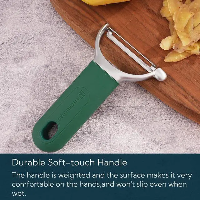 Alt view image 5 of 7 - KITCHENDAO Swivel Vegetable Potato Peeler for Kitchen, Japanese Stainless Steel Sharp Blade, Heavy Duty Die-cast Construction Y Peeler, Built-in Eye Remover, Soft-touch Handle, Dishwasher Safe, Green