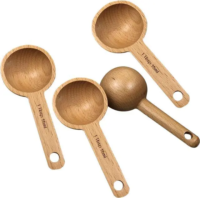 Main image of 4 Pcs Wooden Coffee Spoon, 1 Tbsp Wood Measuring Spoons Utensils