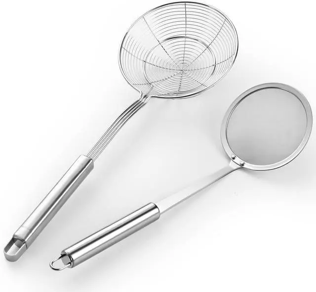 Main image of 5.3 Inch Spider Strainer With Mesh Fatsoff Soup Scoop,Slotted Spoon For Cooking,Fat Skimmer Spoon For Kitchen Fryer Basket