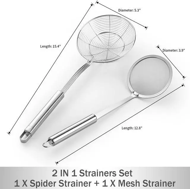 Alt view image 2 of 7 - 5.3 Inch Spider Strainer With Mesh Fatsoff Soup Scoop,Slotted Spoon For Cooking,Fat Skimmer Spoon For Kitchen Fryer Basket