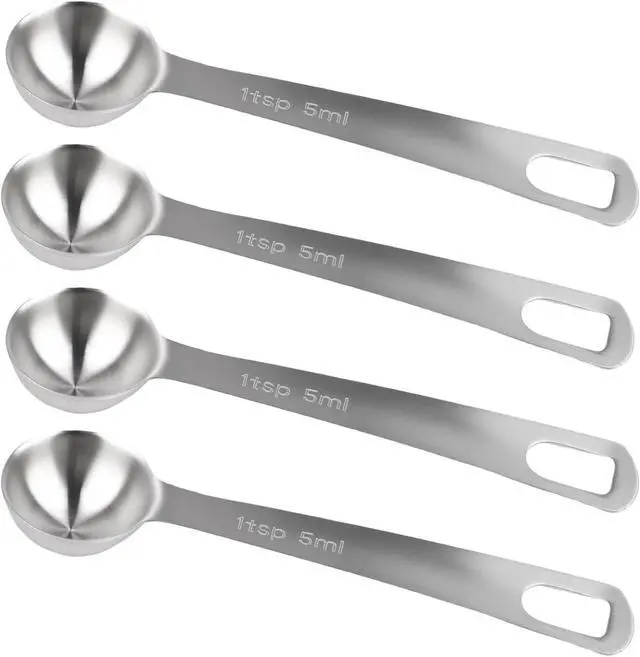 Main image of 4 Pcs Measuring Spoons 1Tsp 5ml 1/3 Tbsp Stainless Steel Teaspoon Tablespoon Set Small Metal Table Spoons for Cooking Baking Tea Soup Dry and Liquid Ingredients Kitchen