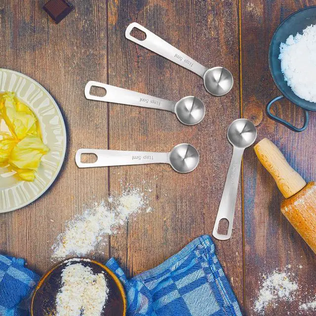Alt view image 4 of 6 - 4 Pcs Measuring Spoons 1Tsp 5ml 1/3 Tbsp Stainless Steel Teaspoon Tablespoon Set Small Metal Table Spoons for Cooking Baking Tea Soup Dry and Liquid Ingredients Kitchen