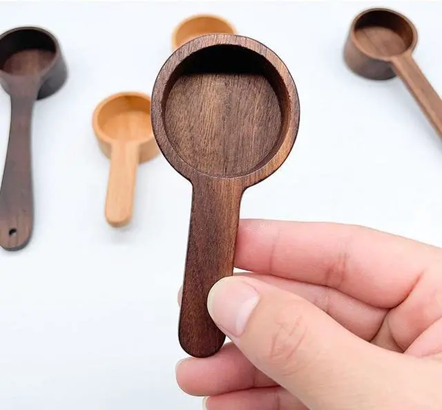 Alt view image 2 of 7 - Coffee Spoons, ablespoon Scoop, Coffee Ground Spoon, Measuring for Ground Beans or tea, Soup Cooking Mixing Stirrer Kitchen Tools Utensils, 1 Wooden Tea Scoop (Walnut Wooden 3.86 in