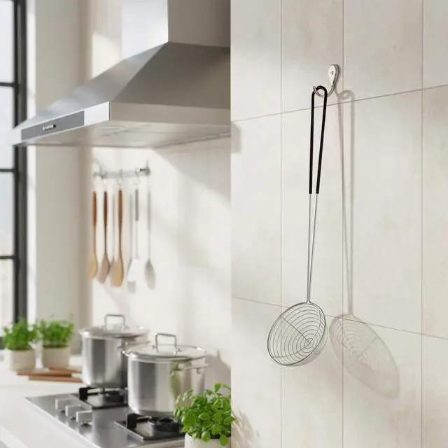 Alt view image 6 of 7 - 2Pcs Stainless Steel Hot Pot Strainer Spoons, 2 Sizes Fatsoff Soup Scoop Boba Spoon Scoop with Handle Ladle Wire Cooking Spider Skimmer Spoon for Hot Pot, Kitchen, Meatball, Oil Filter Black