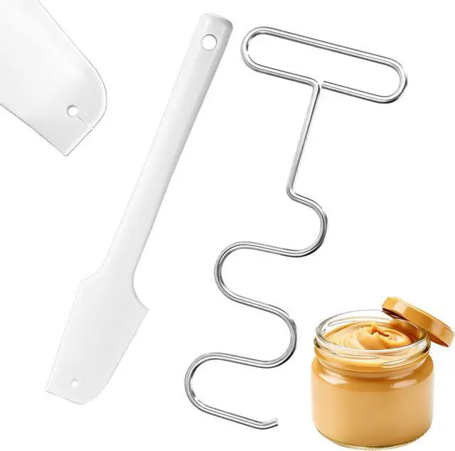 Main image of Peanut Butter Mixer and Silicone Spatula Scraper, Stainless Steel Nut Butter Stirrer with Handle Tool for Hand Mixers Drills Mixing Natural Jam and Peanut Quickly