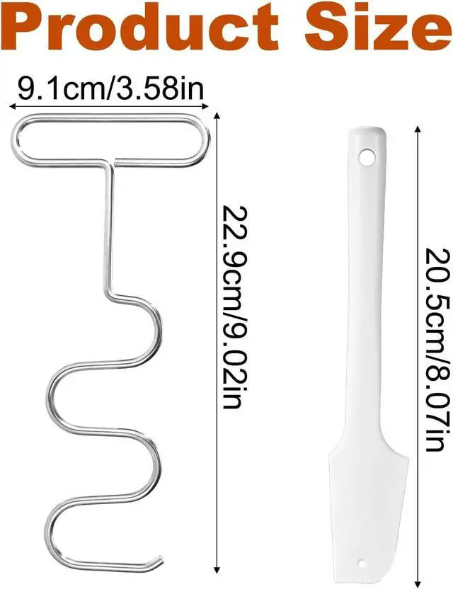 Alt view image 2 of 7 - Peanut Butter Mixer and Silicone Spatula Scraper, Stainless Steel Nut Butter Stirrer with Handle Tool for Hand Mixers Drills Mixing Natural Jam and Peanut Quickly