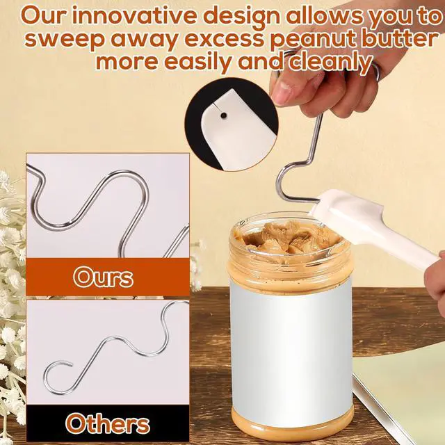 Alt view image 4 of 7 - Peanut Butter Mixer and Silicone Spatula Scraper, Stainless Steel Nut Butter Stirrer with Handle Tool for Hand Mixers Drills Mixing Natural Jam and Peanut Quickly