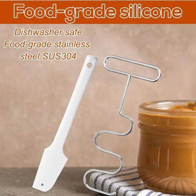 Alt view image 5 of 7 - Peanut Butter Mixer and Silicone Spatula Scraper, Stainless Steel Nut Butter Stirrer with Handle Tool for Hand Mixers Drills Mixing Natural Jam and Peanut Quickly
