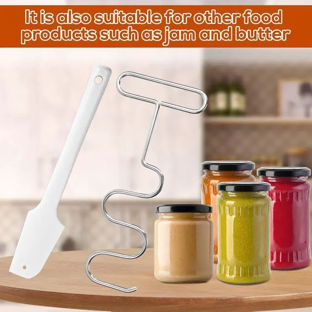Alt view image 6 of 7 - Peanut Butter Mixer and Silicone Spatula Scraper, Stainless Steel Nut Butter Stirrer with Handle Tool for Hand Mixers Drills Mixing Natural Jam and Peanut Quickly