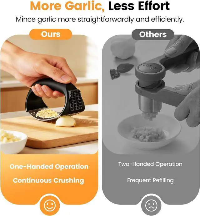Alt view image 2 of 7 - Garlic Press Rocker Set with Garlic Peeler & Cleaning Brush,Stainless Steel Garlic Mincer Crusher,Easy Kitchen Gadget for Effortless Smashing,Kitchen Essentials,Home and Kitchen Utensils Accessories