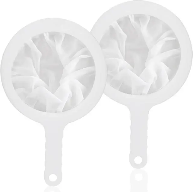 Alt view image 2 of 7 - Uenhoy 2 Pcs Nylon Mesh Strainers 120 200 Kitchen Sieve With Handle White