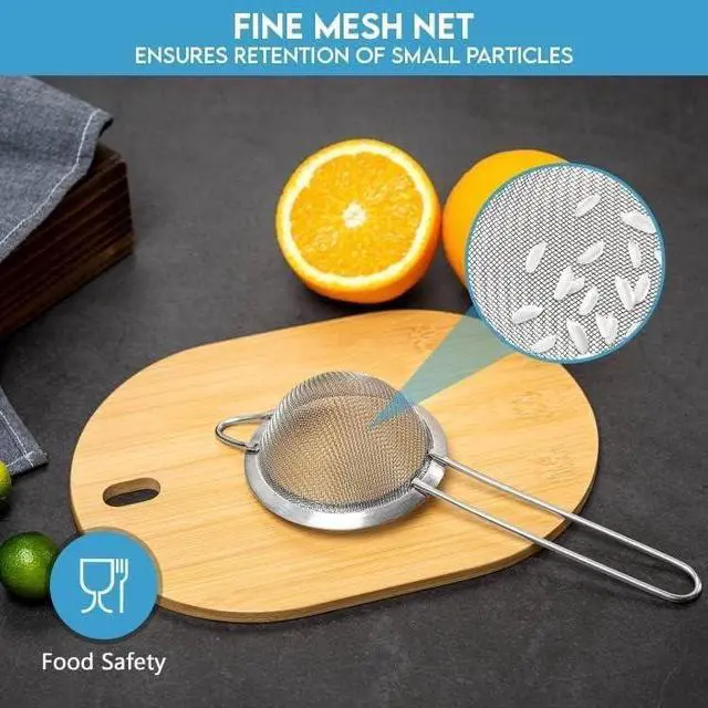 Alt view image 4 of 7 - Fine Mesh Strainer - 2.8 Inch Round Sieve - Tea Strainers for Loose Tea, Coffee Strainer, Food Strainer, Juice Strainer, and Much More!