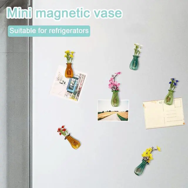 Alt view image 3 of 7 - 6Pcs Mini Vase Magnets for Fridge,Cute 3D Magnetic Decor,Plant Color