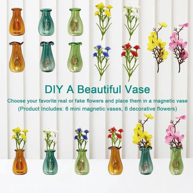 Alt view image 5 of 7 - 6Pcs Mini Vase Magnets for Fridge,Cute 3D Magnetic Decor,Plant Color