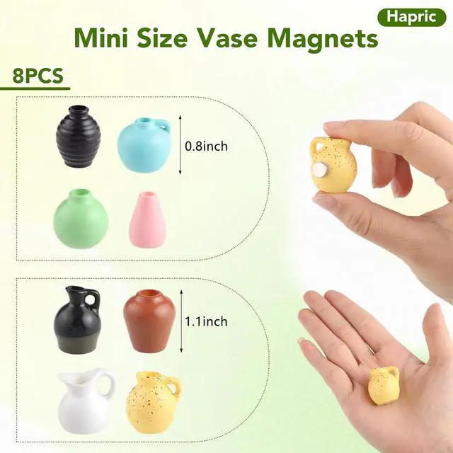 Alt view image 4 of 6 - Hapric 8 Pcs Cute Mini Vase Fridge Magnets for Refrigerator Decorative
