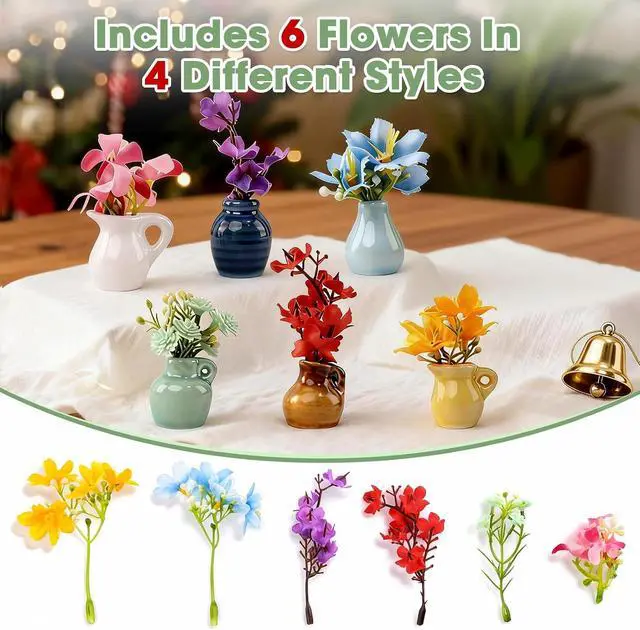 Alt view image 2 of 7 - Cute Mini Vase Magnets for Fridge, Funny Small Ceramic Vase Magnetics with Flowers, Tiny Flower Vase for Refrigerator, Kitchen, Office Decoration, Cute Plant Vase Gift for Family and Friends