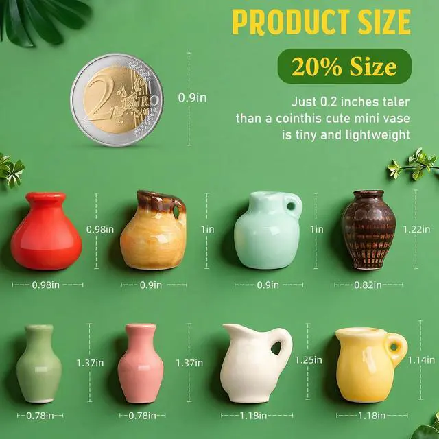Alt view image 2 of 7 - 8PCS Mini Ceramic Vase Fridge Magnets, Cute Tiny Flower Vase Fridge Magnets with Artificial Flowers for Refrigerator Office and Kitchen Cabinet Decoration