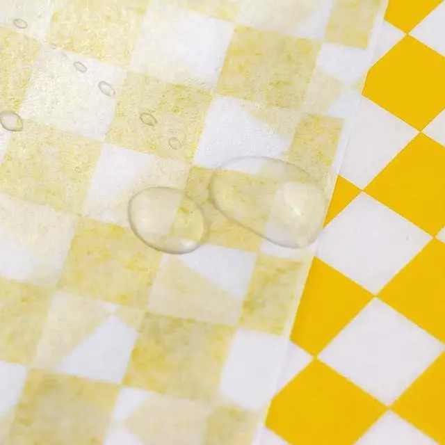 Alt view image 5 of 6 - 100 Sheets Checkered Dry Waxed Deli Paper Sheets, Paper Liners for Plastic Food Basket, Wrapping Bread and Sandwiches (Yellow)
