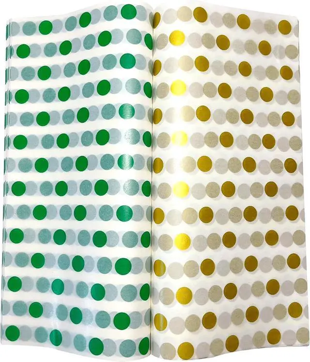 Main image of 150pcs Green Gold Wax Paper, Food Picnic Paper, Greaseproof Paper,Waterproof Dry Hamburger Paper Liners Wrapping Tissue for Plastic Food Basket (Green/Gold Dot)