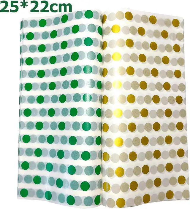 Alt view image 2 of 7 - 150pcs Green Gold Wax Paper, Food Picnic Paper, Greaseproof Paper,Waterproof Dry Hamburger Paper Liners Wrapping Tissue for Plastic Food Basket (Green/Gold Dot)