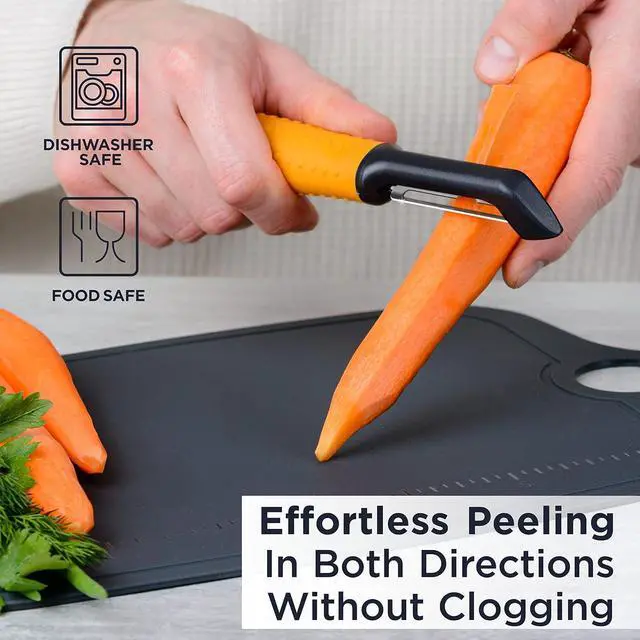 Alt view image 4 of 7 - Deiss PRO Swivel Vegetable Peeler - Sharp Stainless Steel Peeler With Easy Non-Slip Hand Grip, Potato Peelers For Kitchen, Fruit, Carrot, Apple, Veggie, Kiwi, Durable, And Dishwasher Safe (ORANGE)
