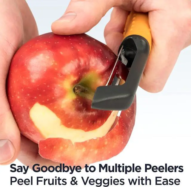Alt view image 6 of 7 - Deiss PRO Swivel Vegetable Peeler - Sharp Stainless Steel Peeler With Easy Non-Slip Hand Grip, Potato Peelers For Kitchen, Fruit, Carrot, Apple, Veggie, Kiwi, Durable, And Dishwasher Safe (ORANGE)