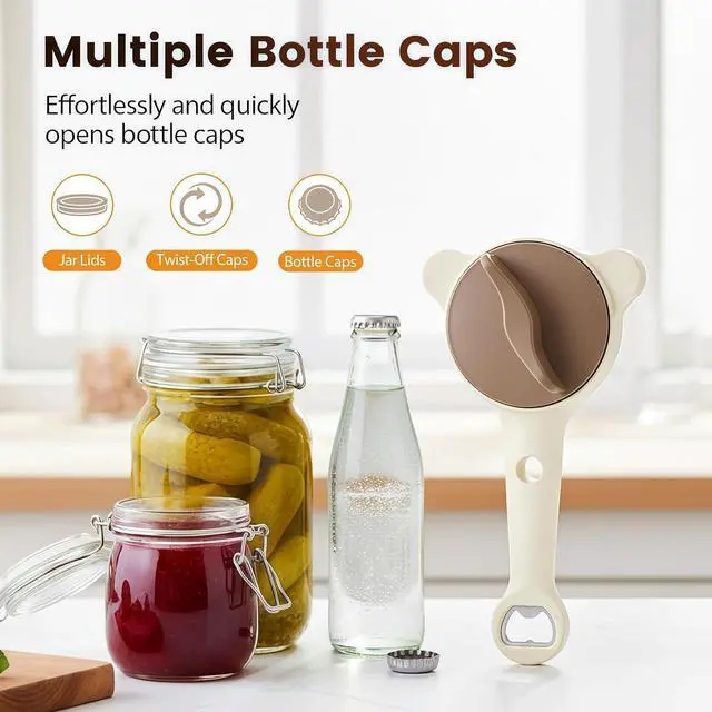 Alt view image 3 of 7 - Upgraded Jar Opener 4-in-1, Adjustable Jar Opener for Weak Hands & Bottle Opener, Fits Kitchen Jars, Bottles and Cans, Top Jar Openers for Seniors