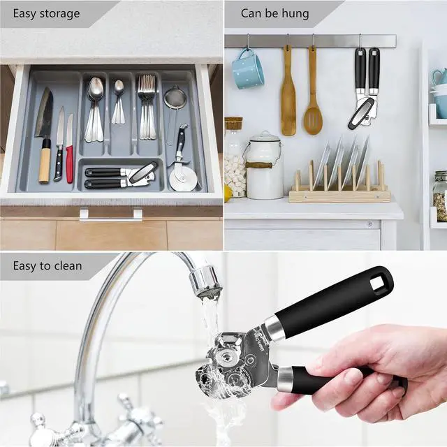 Alt view image 3 of 7 - Can Opener,Professional 3-In-1 Multifunctional Manual Can Openers Bottle Opener,Kitchen Durable Stainless Steel Heavy Duty Can Opener Smooth Edge for Kitchen Seniors Friendly