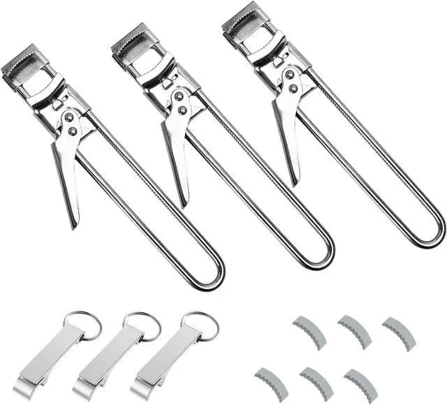 Main image of 3-Pack Adjustable Stainless Steel Jar Opener - Multifunctional Jar Opener for Weak Hands, Seniors with Arthritis - Includes Keychain Opener - Opens Jars, Bottles, Containers EasilyKitchen Accessories