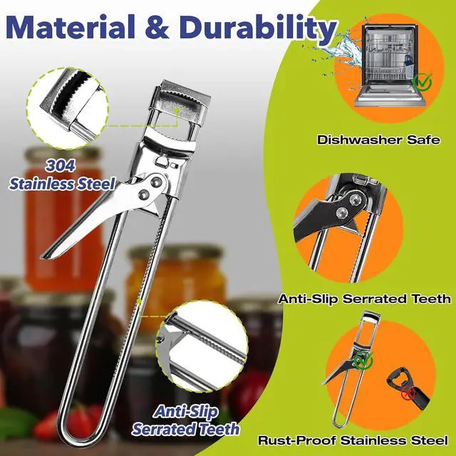 Alt view image 3 of 7 - 3-Pack Adjustable Stainless Steel Jar Opener - Multifunctional Jar Opener for Weak Hands, Seniors with Arthritis - Includes Keychain Opener - Opens Jars, Bottles, Containers EasilyKitchen Accessories