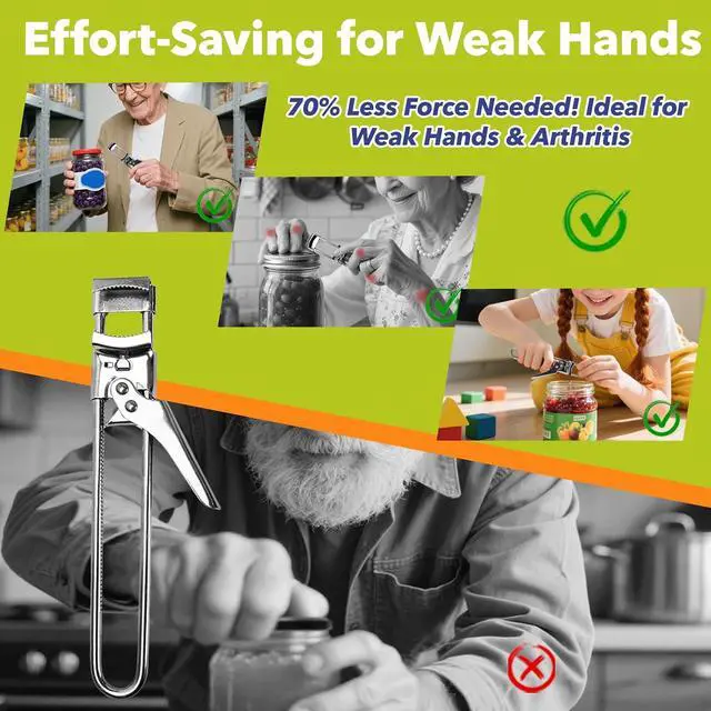 Alt view image 4 of 7 - 3-Pack Adjustable Stainless Steel Jar Opener - Multifunctional Jar Opener for Weak Hands, Seniors with Arthritis - Includes Keychain Opener - Opens Jars, Bottles, Containers EasilyKitchen Accessories