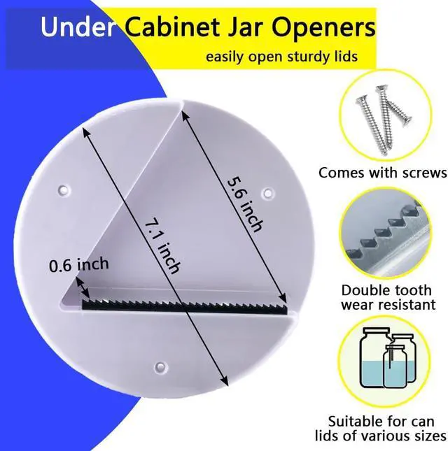Alt view image 3 of 6 - Under Cabinet Jar Openers for Seniors With Arthritis or Weak Hands, One Handed Bottle Openers, Easy to Use Kitchen Can Opener-White