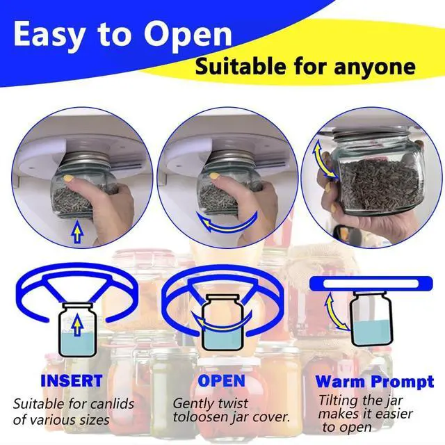 Alt view image 4 of 6 - Under Cabinet Jar Openers for Seniors With Arthritis or Weak Hands, One Handed Bottle Openers, Easy to Use Kitchen Can Opener-White