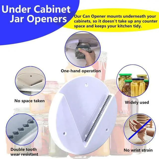 Alt view image 6 of 6 - Under Cabinet Jar Openers for Seniors With Arthritis or Weak Hands, One Handed Bottle Openers, Easy to Use Kitchen Can Opener-White
