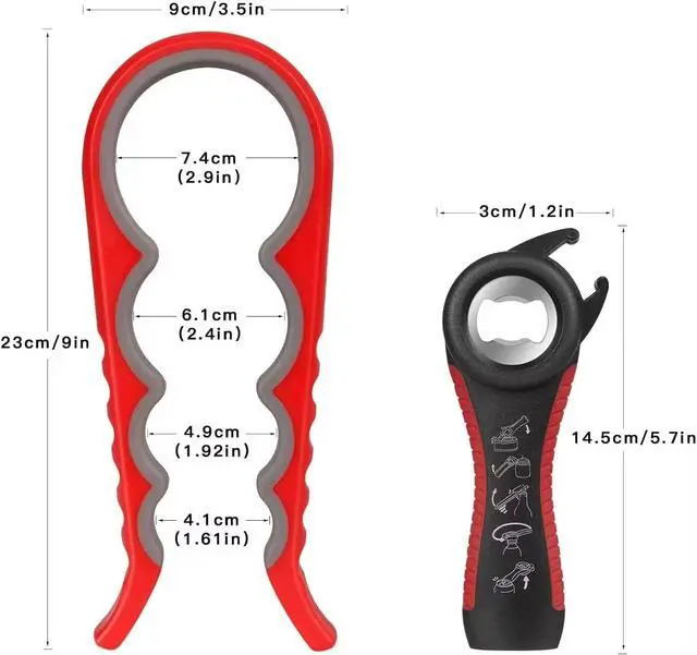 Alt view image 3 of 7 - Jar Opener Bottle Opener for Weak Hands, Seniors with Arthritis 4PC-Set - Jar Lid, Can & Water Bottle Opener, Corkscrew Wine Opener, Non-Slip Rubber Jar Opener & Gripper Pad - Gifts for Parents