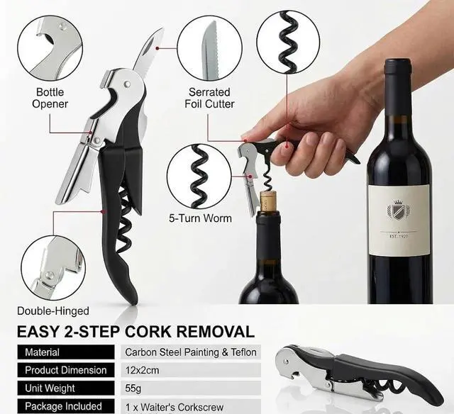 Alt view image 4 of 7 - Jar Opener Bottle Opener for Weak Hands, Seniors with Arthritis 4PC-Set - Jar Lid, Can & Water Bottle Opener, Corkscrew Wine Opener, Non-Slip Rubber Jar Opener & Gripper Pad - Gifts for Parents
