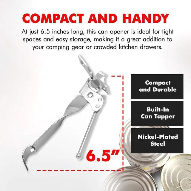 Alt view image 4 of 7 - Chef Craft Select Can Opener with Tapper, 6.5 inches in length, Nickle Plated