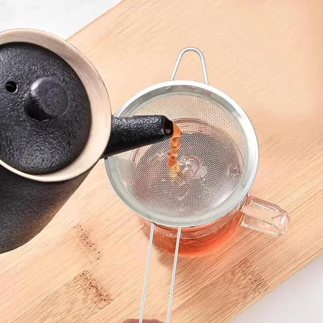 Alt view image 4 of 7 - Honbay 4PCS 3.15 Inch Small Tea Strainers Mini Cocktail Strainer Stainless Steel Fine Mesh Strainer Colander Bar Strainer Tool Food Flour Egg White Loose Tea Strainer with Handle