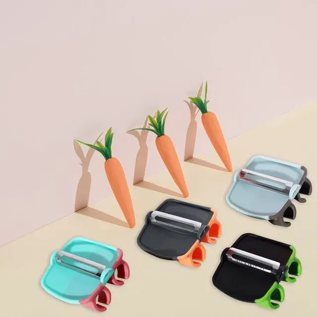Alt view image 5 of 6 - 4Pcs Palm Fruit Peeler, Silicone Finger Grips Peeler, Finger Potato Peeler, Hand Vegetable Peeler with Comfortable Rubber Finger Grip for Pumpkin Carrot Cucumber Potato Peeling